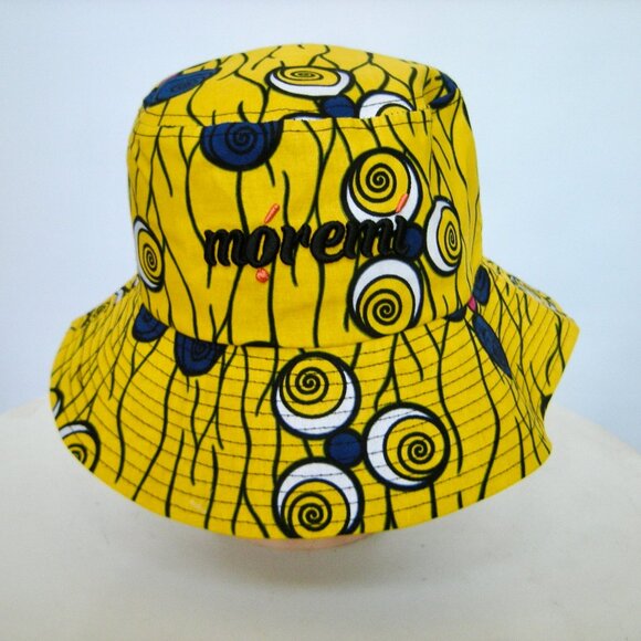 Moremi Clothing Ankara Bucket Hat in Yellow African Print - Boho Summer Beach - Picture 2 of 6